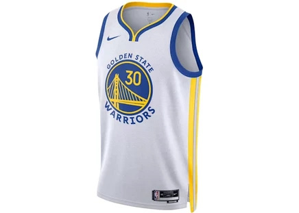 Мужская джерси Nike Stephen Curry Swingman, бело-сине-желтая