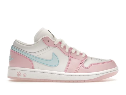 Женские кроссовки Jordan 1 Low SE Paw Print, бело-розовые