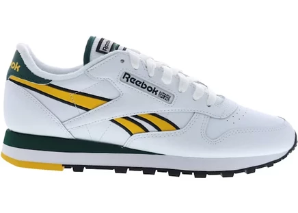 Кроссовки Reebok Classic Leather, белые/золотые/зеленые