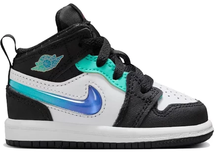 Детские кроссовки Jordan 1 Mid SE Formula 23 Pack, черно‑белые/Hyper Jade
