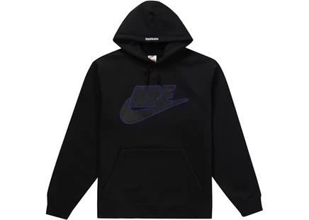 Мужское худи Supreme x Nike с кожаной аппликацией, черное