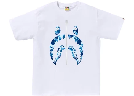 Мужская футболка Bape ABC Camo Shark SS25, бело-голубая