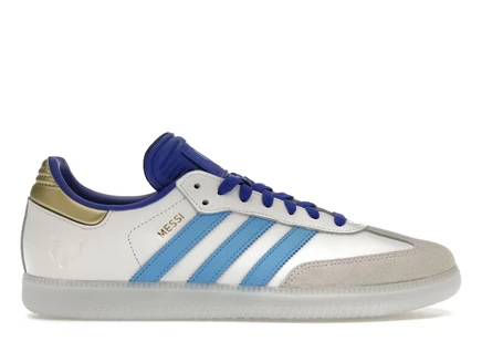 Мужские футзалки Adidas Samba Indoor Lionel Messi, бело-голубые/золотые