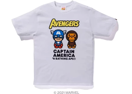 Мужская футболка Bape x Marvel Milo Captain America, белая