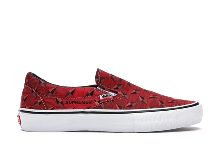 Мужские слипоны vans slip-on supreme diamond plate, красные