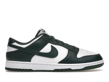 Мужские кроссовки Nike Dunk Low Michigan State кожаные, бело-зеленые
