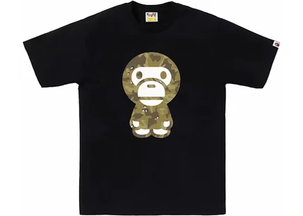 Мужская футболка Bape Bitmap Big Baby Milo, черная