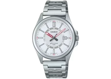 Мужские наручные часы Casio MTP-E700D-7E, стальной корпус 40 мм, белые