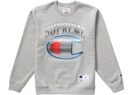Мужской свитшот Supreme x Champion Chrome, серый меланж