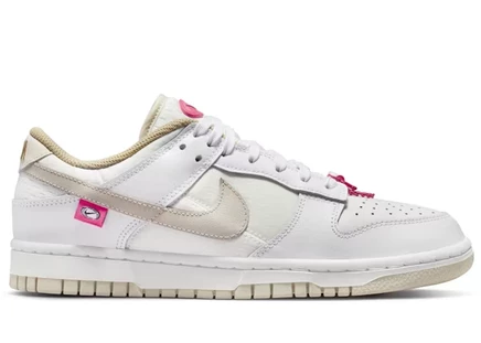 Женские кроссовки Nike Dunk Low Pink Bling, бело-розовые