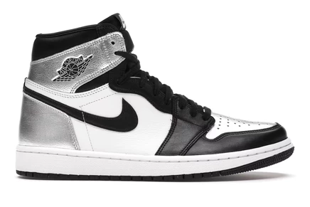 Женские кроссовки Air Jordan 1 Silver Toe, серебристо-черные