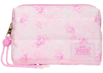 Женская косметичка Pink x LoveShackFancy с принтом Beaux Icons
