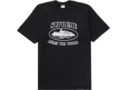 Мужская футболка Supreme x Corteiz Rules The World, черная