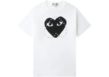 Унисекс футболка Comme des Garcons PLAY Red Heart X Studs, белая