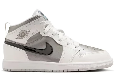 Детские кроссовки Jordan 1 Mid SE (PS), серо-черно-голубые