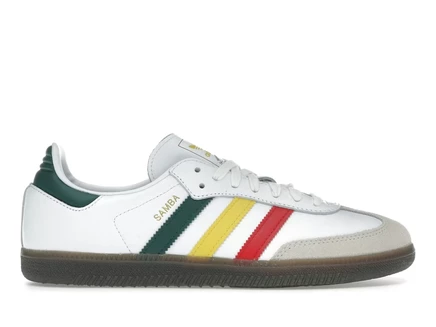 Мужские кроссовки Adidas Samba OG, бело-желто-зеленые