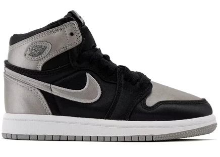 Детские кроссовки Jordan 1 Satin Shadow, черно-серо-белые