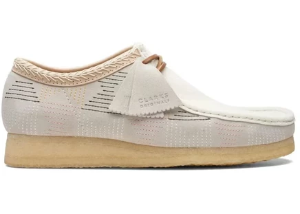 Мужские мокасины clarks wallabee off white, бежевые