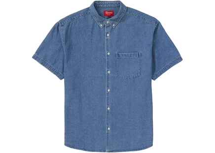 Supreme Embossed Denim S/S Shirt Blue blue