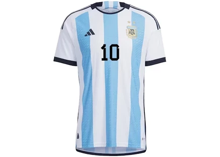 Мужская игровая футболка Adidas Argentina 2022/23 Authentic Messi Home, бело-голубая