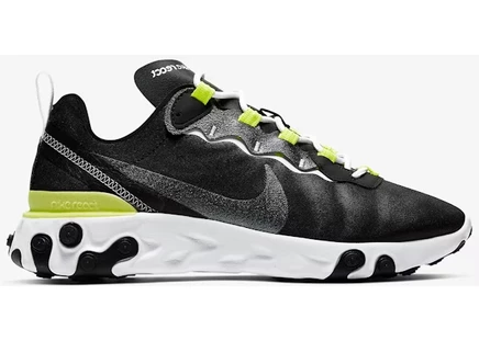 Женские кроссовки Nike React Element 55, черно-лимонные