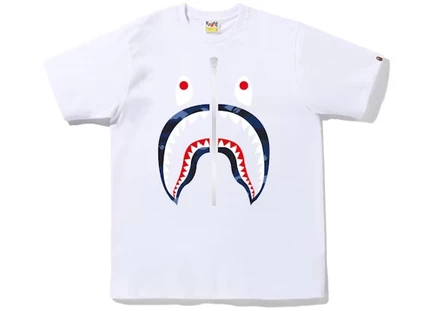 Мужская футболка Bape Color Camo Shark, бело-голубая