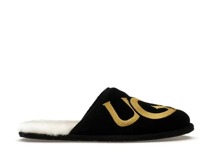 Мужские тапочки Ugg Scuff Logo Slipper, черно-золотые