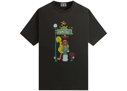 Мужская винтажная футболка Kith x Sesame Street Lamp, черная