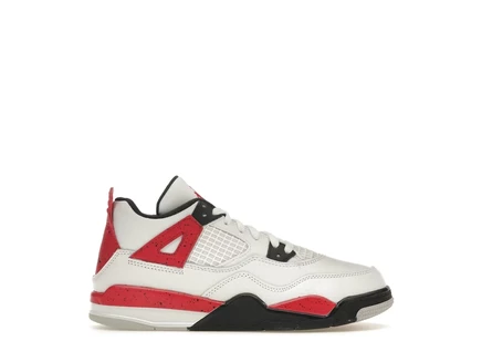 Детские кроссовки Jordan 4 Retro Red Cement (PS), бело-красно-черные
