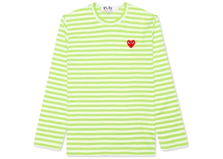 Унисекс лонгслив Comme des Garcons Play Pastelle, зелёно-белый