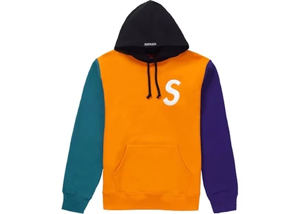 Мужское худи Supreme S Logo колор-блок, оранжевое
