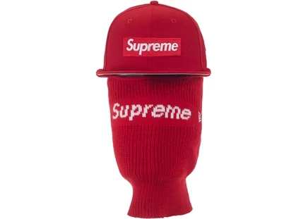 Унисекс балаклава-кепка Supreme New Era 59Fifty, красная