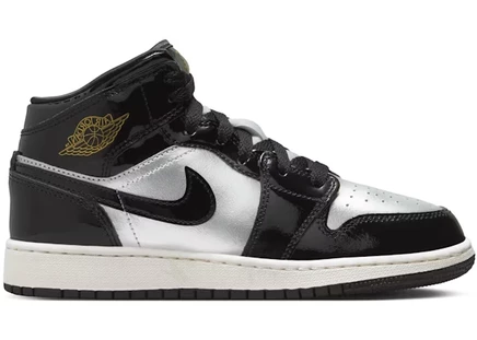 Jordan 1 Mid SE Black Metallic Silver Sail Metallic Gold (GS) black/metallic silver/sail/metallic gold