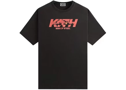 Мужская футболка Kith x Superman Man Of Steel винтажная, черная
