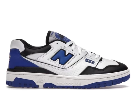 Унисекс кроссовки New Balance 550 кожаные, белые с синими и черными вставками