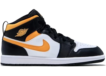 Детские кеды Jordan 1 Mid, бело-пыльцово-черные