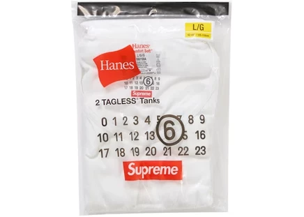 Мужская майка Supreme MM6 Maison Margiela Hanes, 2 шт., белая