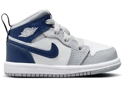 Детские кроссовки Jordan 1 Mid, бело-серо-темно-синие