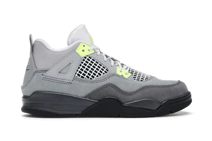Детские кроссовки Jordan 4 Retro SE 95 Neon, серо‑неоновые