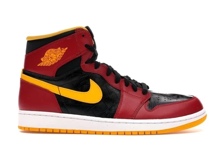 Мужские кроссовки Jordan 1 Retro Human Highlight, черно-красно-жёлтые