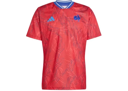 Мужская регбийная футболка Adidas France Prematch, красная