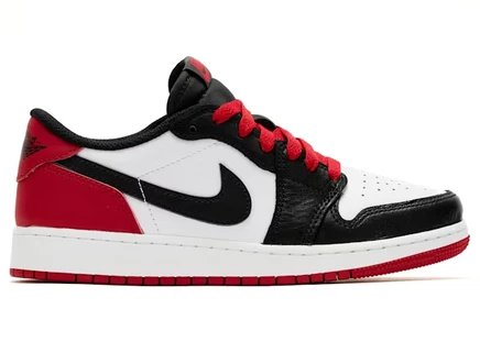 Детские кроссовки Jordan 1 Low Black Toe, бело-красно-черные