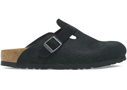 Унисекс сабо Birkenstock Boston из замши с вельветовым тиснением, черные