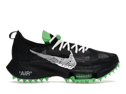 Мужские кроссовки Nike Air Zoom Tempo NEXT% Flyknit Off-White, чёрные/неоново-зелёные