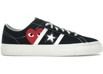 Кеды Converse One Star Academy Pro Ox Comme des Garçons PLAY, черно-экрю с красным