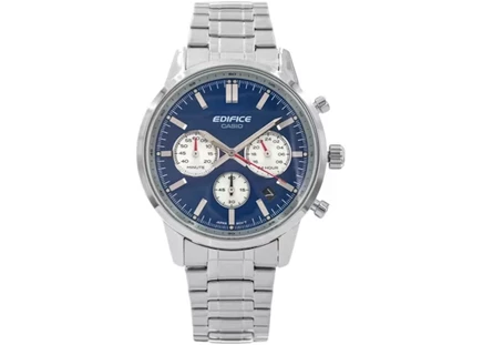 Мужские часы Casio Edifice EFR-575D-2A, стальной корпус 41 мм, синий циферблат