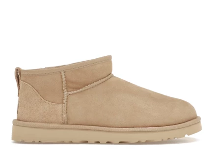 Мужские ботинки UGG Classic Ultra Mini замшевые на овчине, горчичные