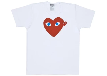 Унисекс футболка Comme des Garçons Play Red Heart, белая