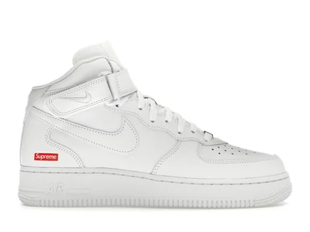 Мужские кроссовки Nike Air Force 1 Mid Supreme из натуральной кожи, белые