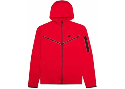 Детская худи Nike Tech Fleece на молнии, красно-черная
